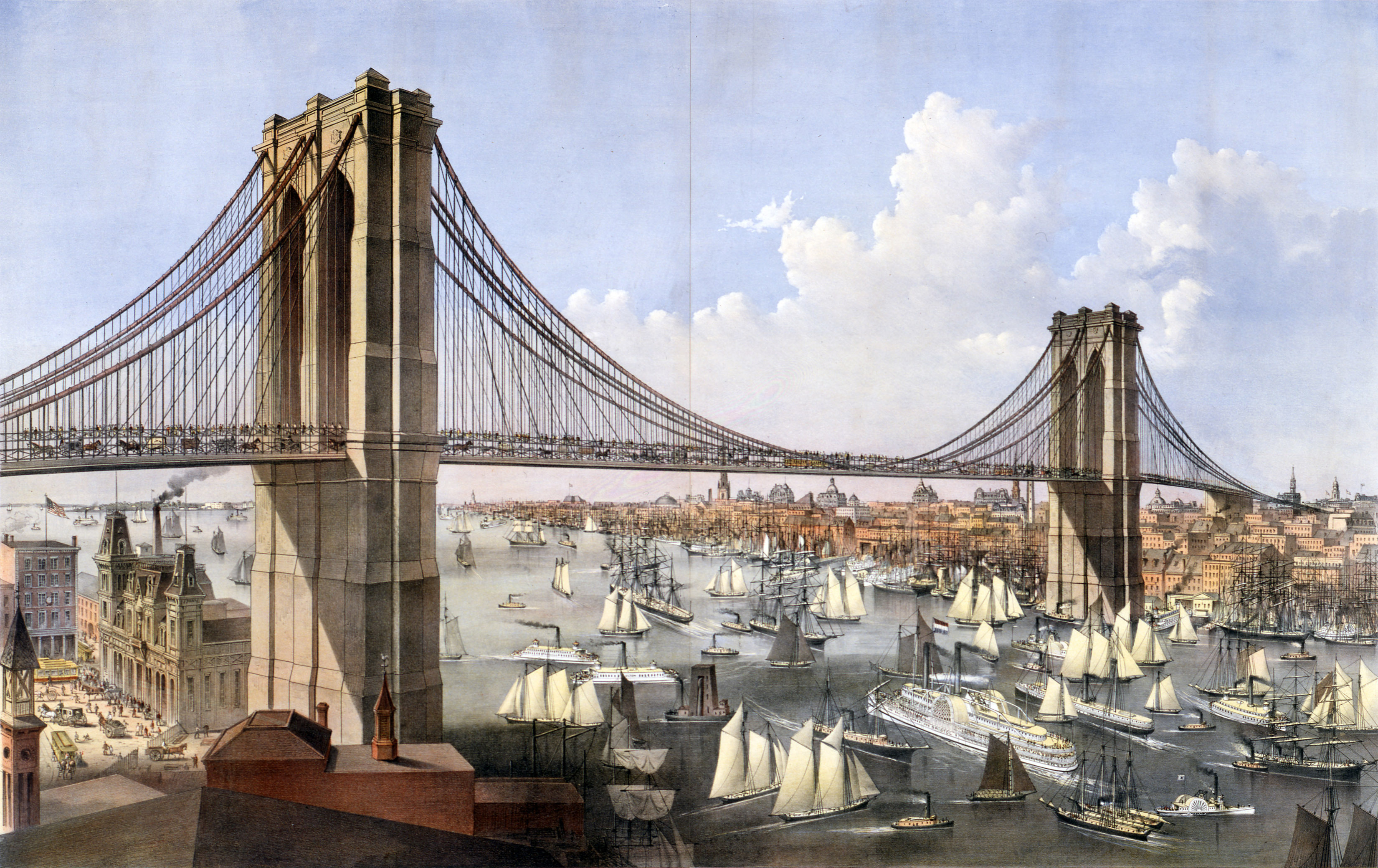 The East River in 1886, from an illustration published by Currier & Ives. Image: Shutterstock