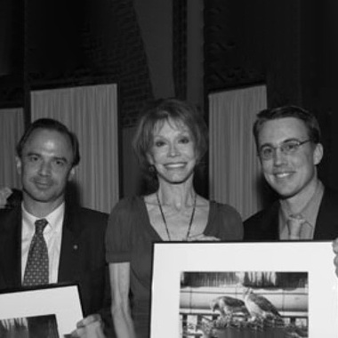 NYC Parks Commissioner Adrian Benepe, actress Mary Tyler Moore, and NYC Audubon Executive Director E. J. McAdams are honored for their efforts on behalf of Pale Male and Lola at the NYC Audubon Fall Roost, in 2005. Photo: Geraldine de Haugoubart