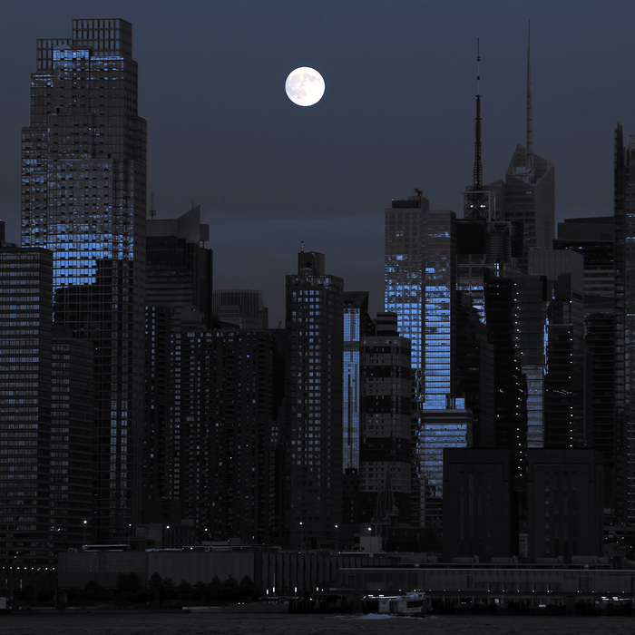 Manhattan skyline "Lights Out" rendering with blue filter. Photo: shutterupeire